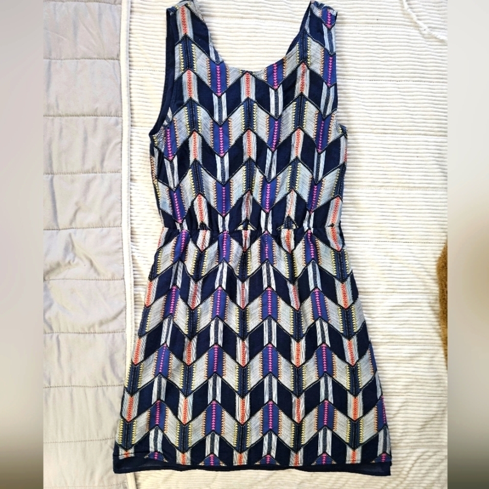 Pixley From Stitch Fix Chevron Patterned Sleeveless Dress Size M